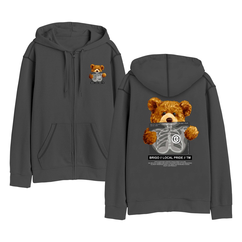 BRIGO Zipper Jumper Hoodie Bear Sick II Sweater Hoodie Resleting BRIGO Bear Sick Sablon DTF Fleece Cotton M-XXL (Pria &amp; Wanita) Free stiker&amp;Gantungan Kunci