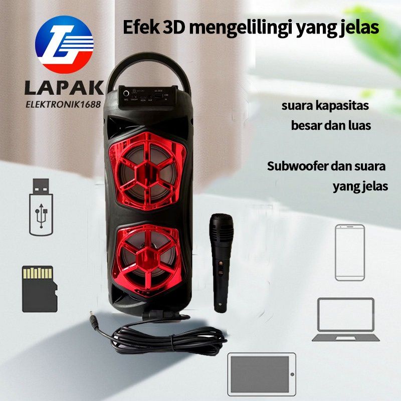 Speaker Bass Bluetooth Radiu USB Kabel Besar Free Mic