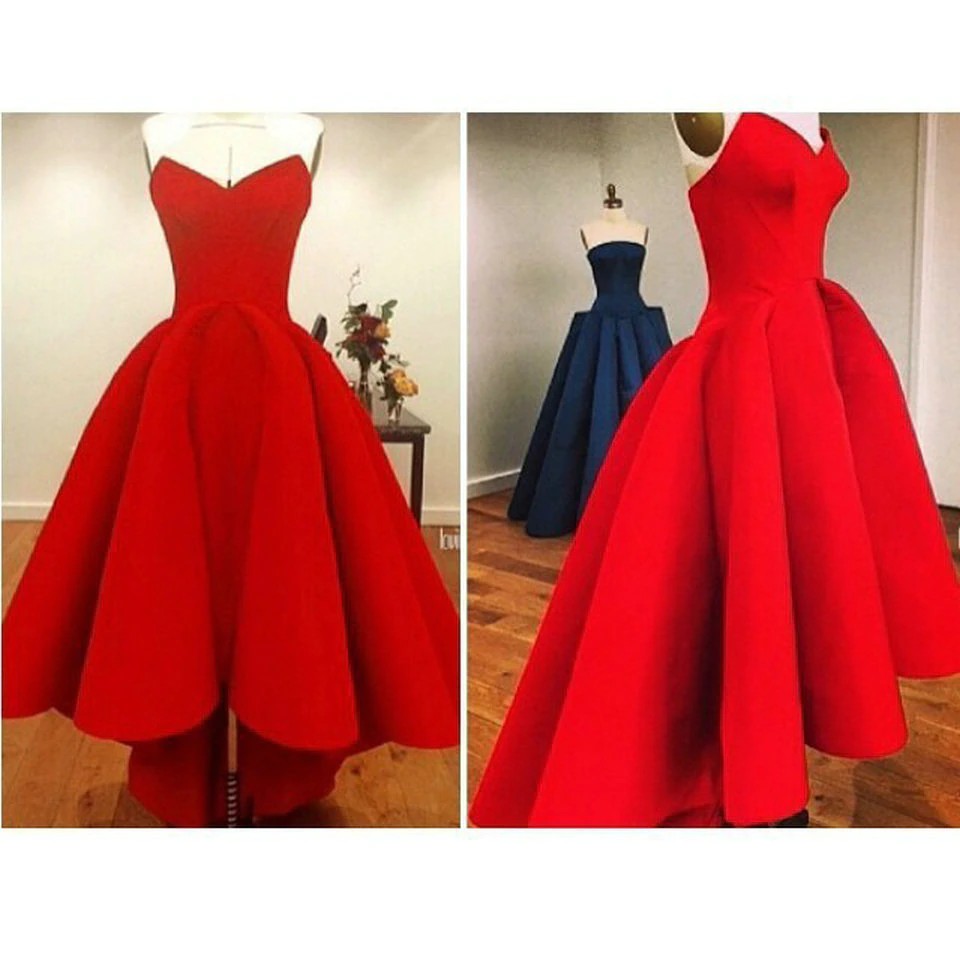 Sexy Dark Navy Prom Dresses Short 2019 New Red Prom dress Plus Size Sweetheart Satin Zipper Beach