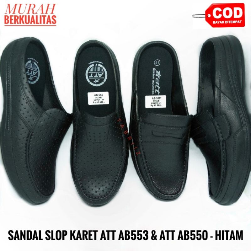 Sandal Pria ATT Sandal Karet Pria HITAM - Murah Berkualitas