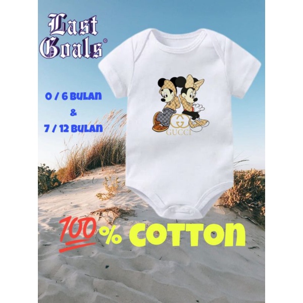 Baju bayi GUCCI MICKEY MOUSE / kaos bayi distro / jumpsuit / jumper bayi / jumsuit bayi / bodysuit b