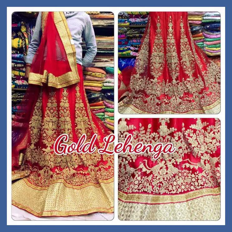 GAUN PENGANTIN GOLD LEHENGA INDIA SARI PREMIUM - MAROON