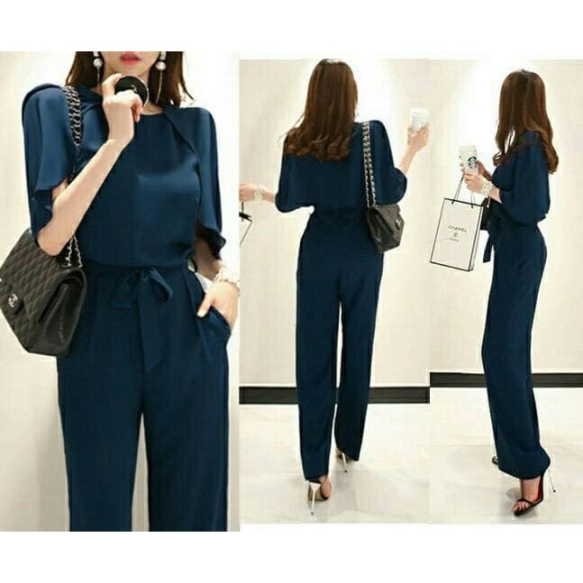 terlaris fgh jumsuit js jp YSL NAVY / baju wanita celana blouse kaos atasan pesta kantor kuliah kond