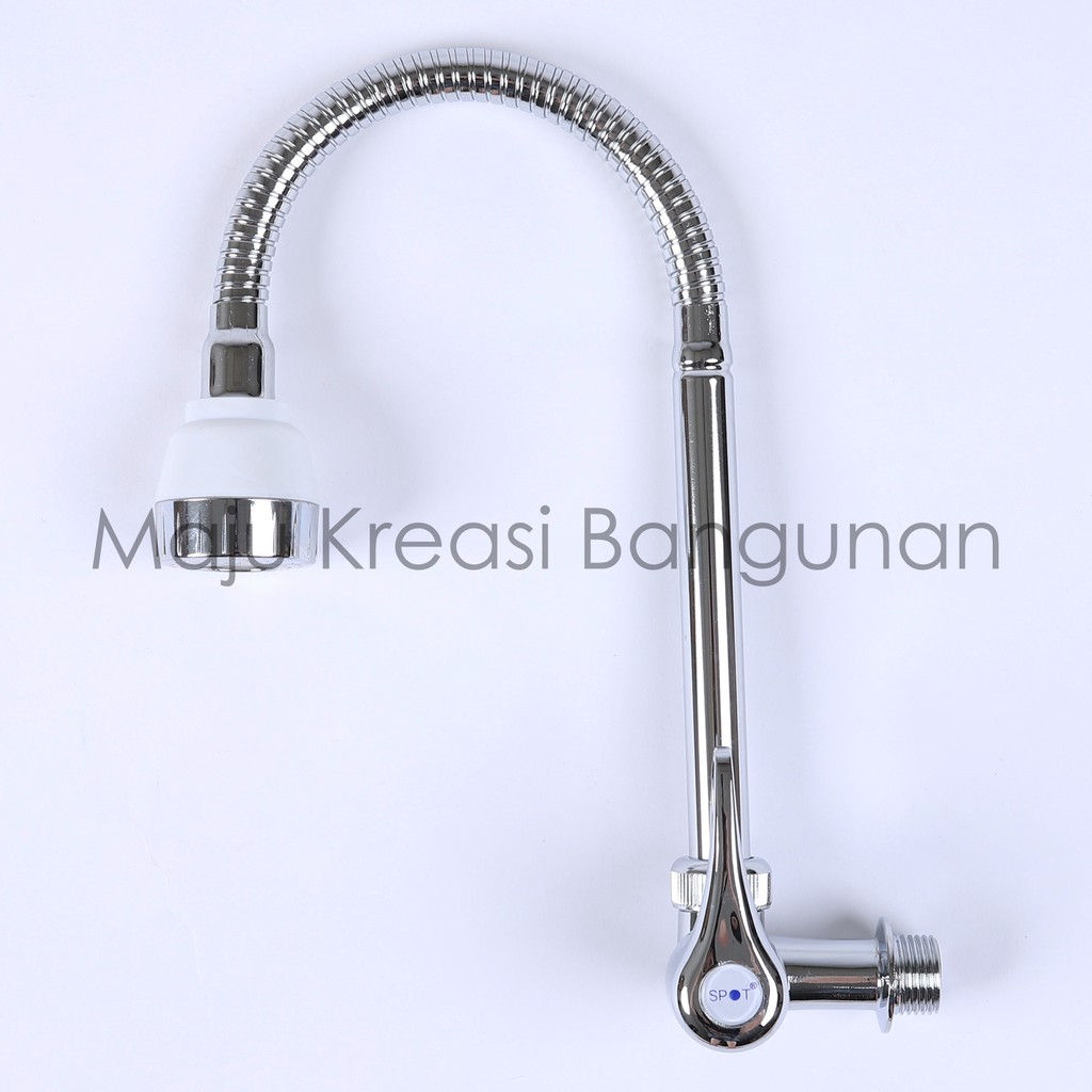 Kran Angsa Fleksibel Kepala Putih Keran Sink Dapur Stainless Stenless