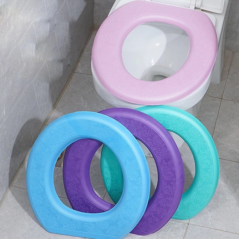 Cover Dudukan Toilet Bentuk O Bahan EVA Lembut Tahan Air Untuk Kamar Mandi