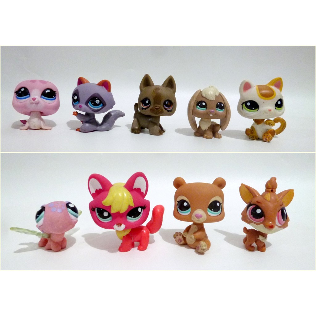 10x aleatorio Juguetes de Littlest Pet Shop Mini Figuras De Kitty Bunny Búho Cachorro Mascota Chico Juguete 