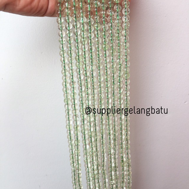 semi stone rutilated kuarsa quartz green 8mm hijau gelang kalung aksesoris craft beads supplier