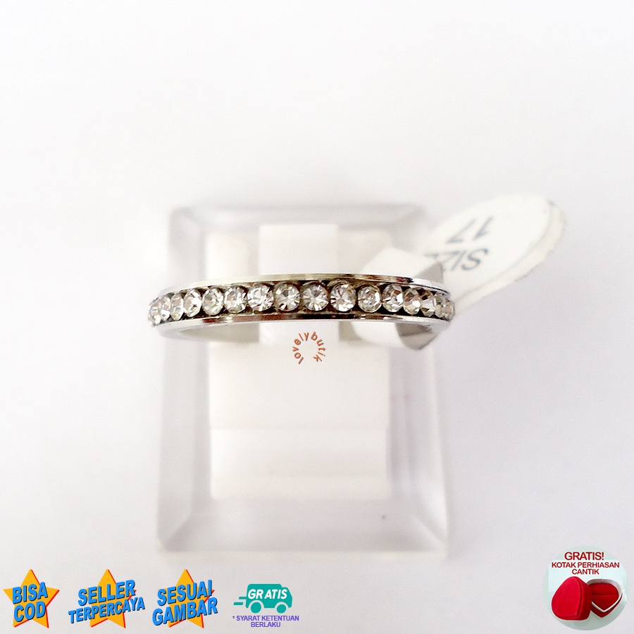 Lovelybutik Cincin Titanium Anti karat Astrantia Cincin WanitaTitanium Model Permata Disekeliling