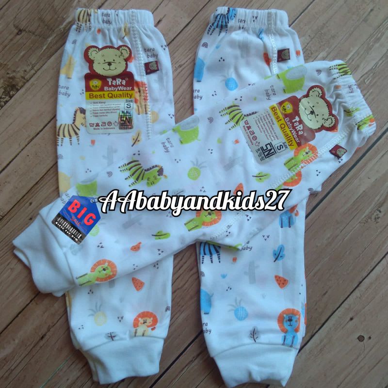 TARA 3PC Celana Panjang Bayi Dengan Tempat Pampers Dasar Putih Ukuran SM L XL SNI Hight Quality