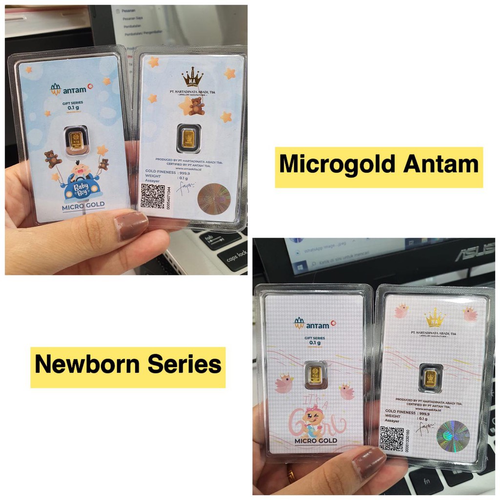 Hampers Newborn Gift ANTAM BABY BOY SERIES MINIGOLD - PREMIUM MICROGOLD - Logam Mulia 999.9 24K Hadiah Kelahiran