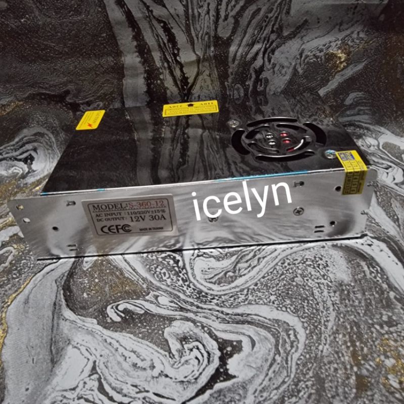 Power Supply 30a 12v Slim + Fan , PSU 30a 12v, PowerSupply 30a 12v