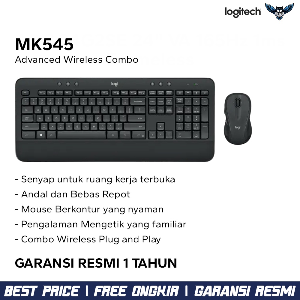 Logitech MK545 Keyboard dan Mouse Wireless Advanced Full Size