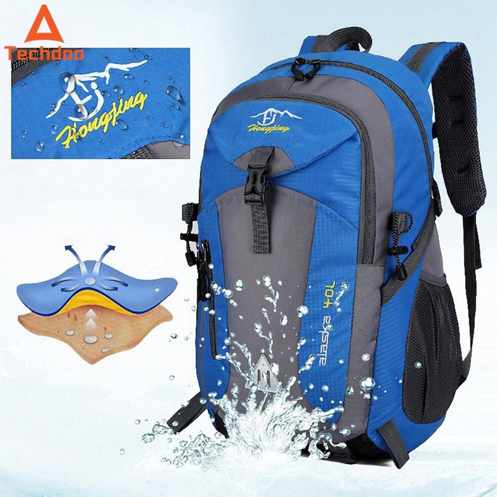 Techdoo 40L Tas Ransel Gunung Pria Hiking Camping Backpack Laptop Unisex Anti Air Travel Bag TR109 C