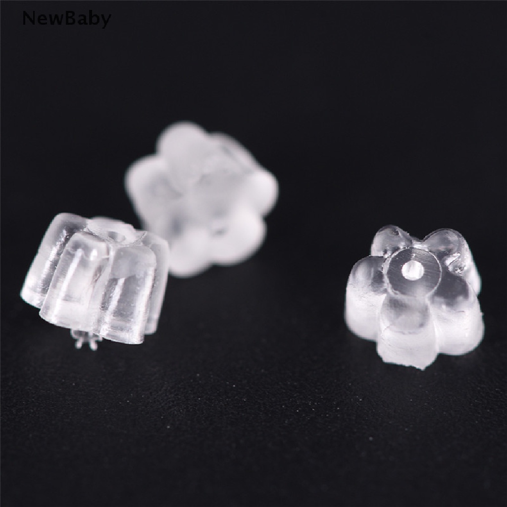 NewBaby 100x Soft Clear Earring Hook Flower Safety Stopper Earnut Silicone Rubber Back ID