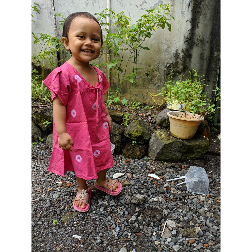 Daster Anak Shibori Jumputan Handmade Tiedye Mini Dress Shibori Perempuan Jumput Jumputan Tie Dye