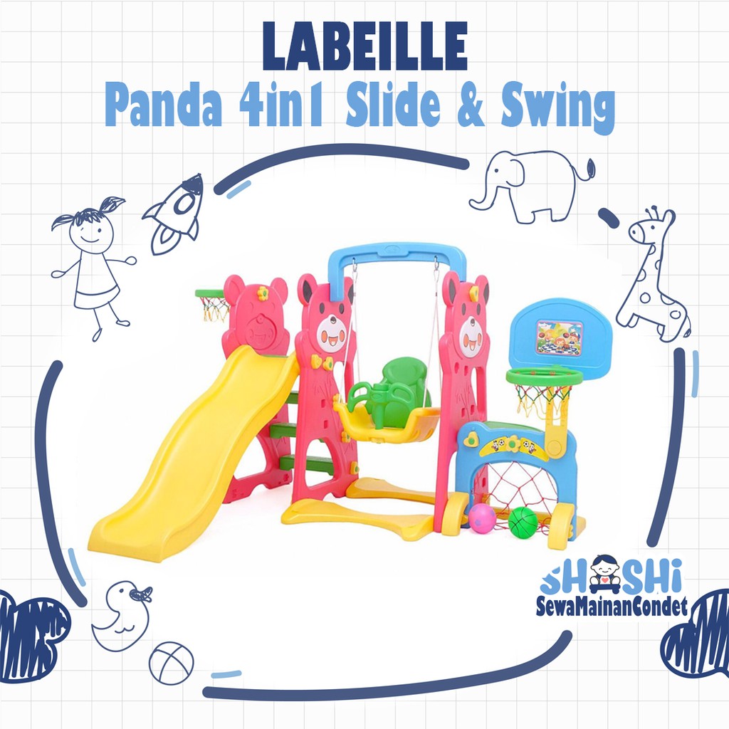 Sewa  Labeille Panda 4in1 Slide n Swing Red