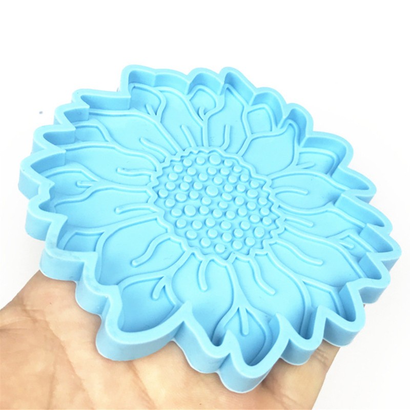 Glitter Handcraft Decoration Sunflower Coaster Epoxy Resin Mold Cup Mat Silicone Mould