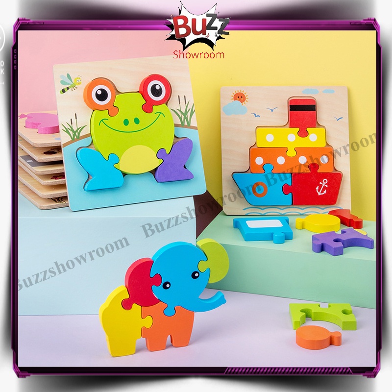 Jigsaw Puzzle Kayu 3D Timbul Wooden Mainan Edukasi Anak montessori