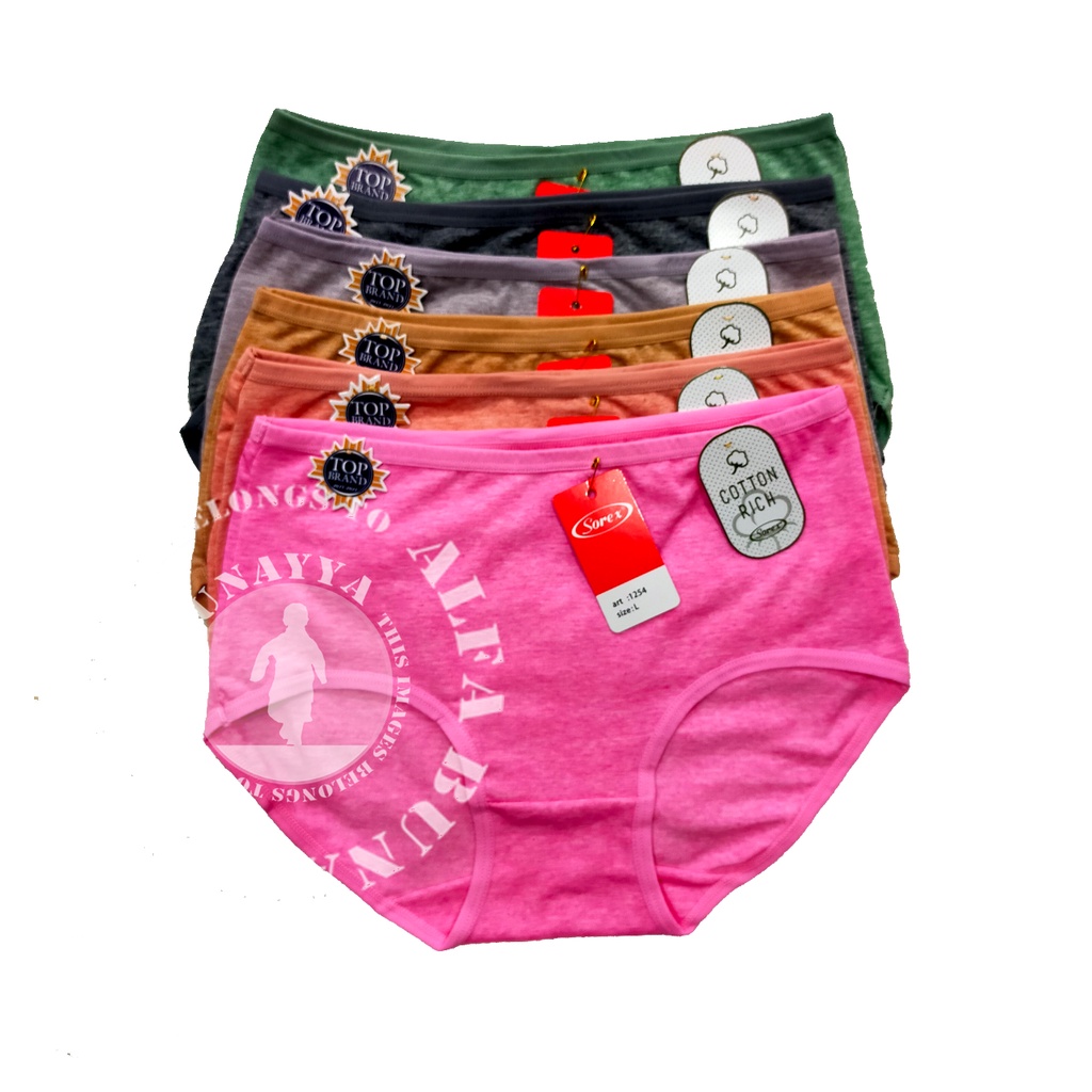 6 Pcs Celana Dalam Wanita SOREX 1254 - CD Underwear - Cutton Rich - Pakaian Dalam Wanita Katun Cotton