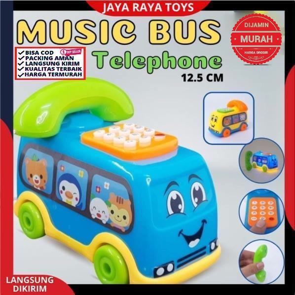 Mainan Edukasi Anak Music Bus Telephone Bentuk Bis Ada Lampu dan Musik terbaru