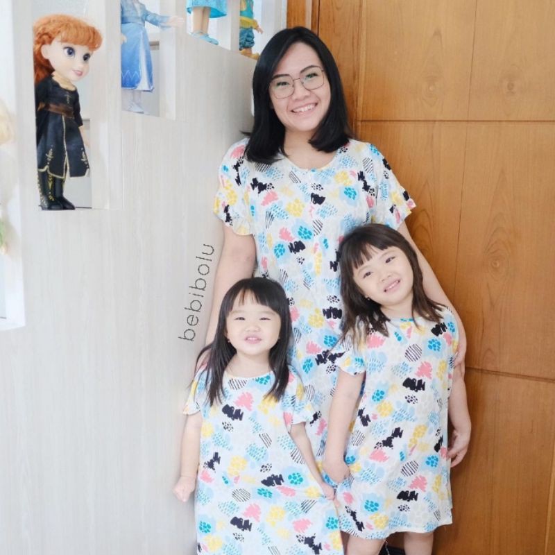 Bebibolu | Misha Home Dress Paws, daster couple ibu dan anak