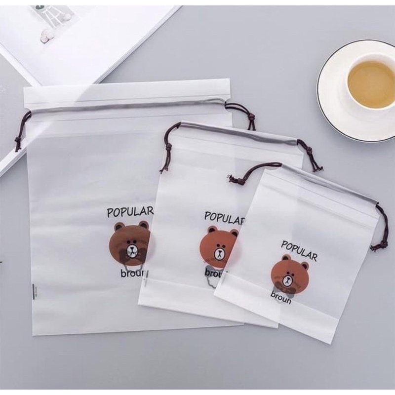 Travel Pouch Organizer Serbaguna Tas Serut Make Up Kosmetik Beruang Lucu Impor