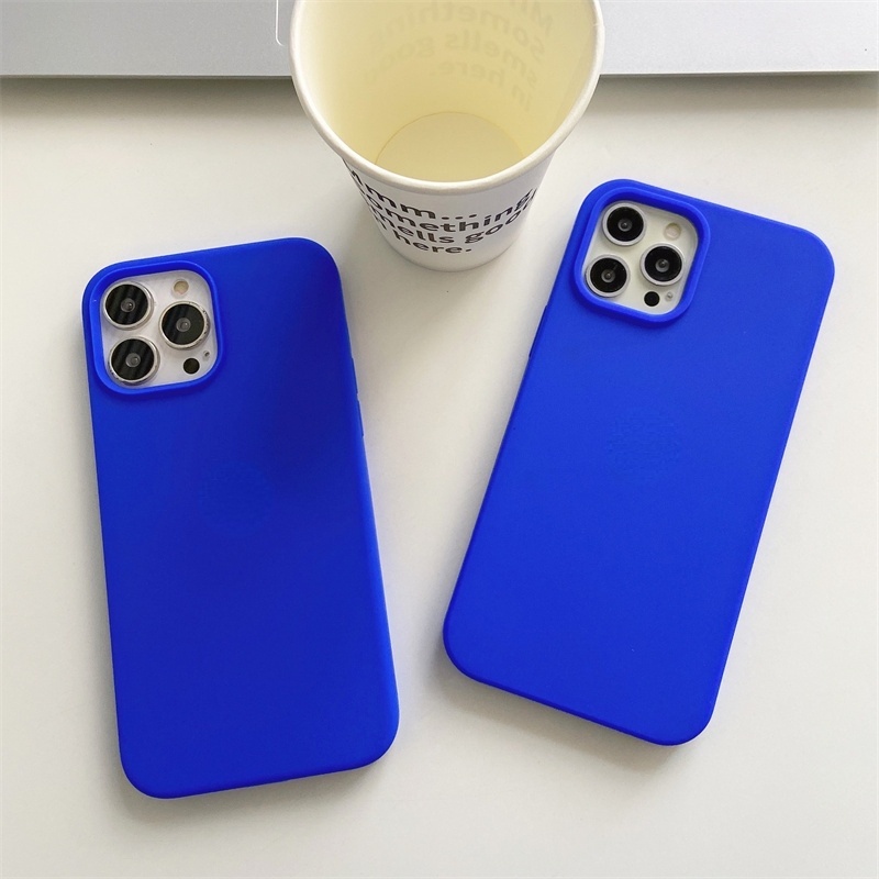 Sapphire Casing Silikon IPhone 13 12 11 Pro X XS MAX XR 6 6S 7 8 Plus 12 13 Mini Shockproof Aksen Safir Biru