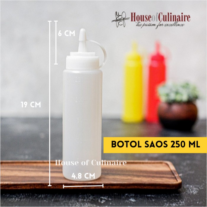 KECAP-SAOS-TEMPAT- BOTOL SAOS MINYAK MAYONES KECAP PLASTIK 250 ML - PUTIH -TEMPAT-SAOS-KECAP 750
