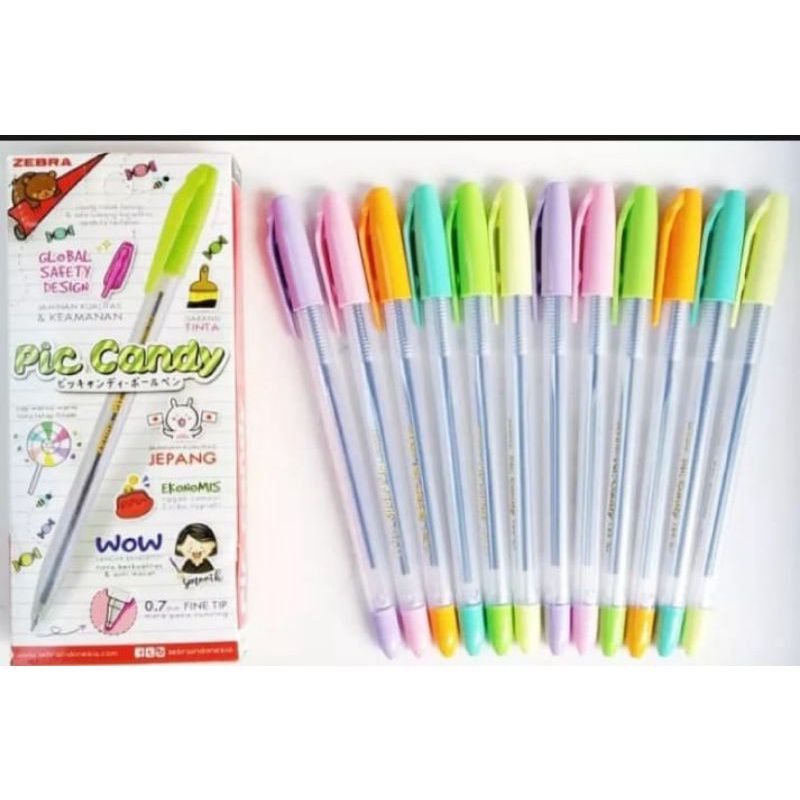

Pulpen ZEBRA Bolpen Pic Candy Hitam ( 1 Pack isi 12 Pcs )