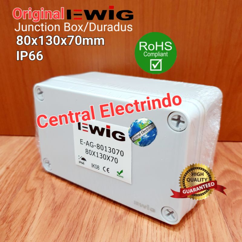 Junction Box AG 80×130×70mm Box Panel Plastik ABS EWIG Polos IP66.