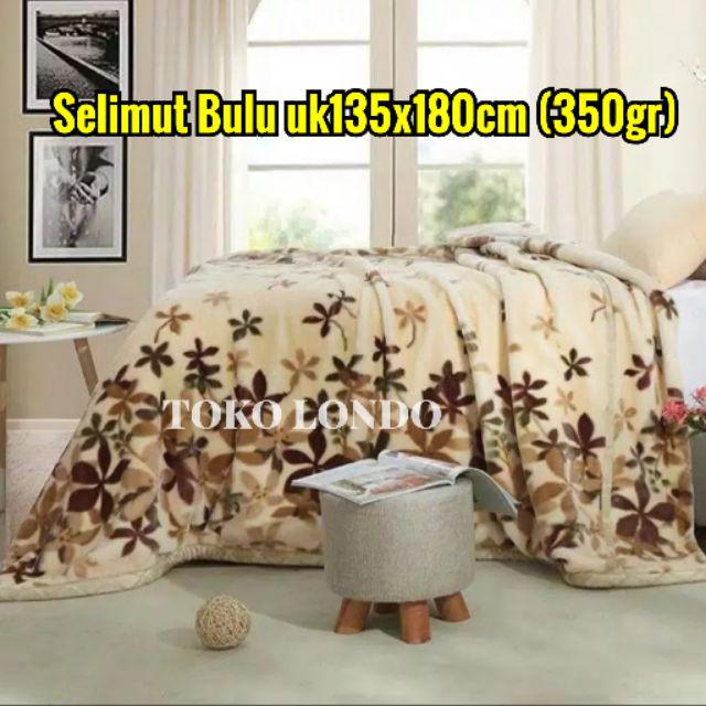 [TERMURAH] SELIMUT DEWASA Selimut Bulu Motif Garis2 Abstrak Bunga2 MMC Uk135x180 HALUS LEMBUT 350gr-Cream Flower