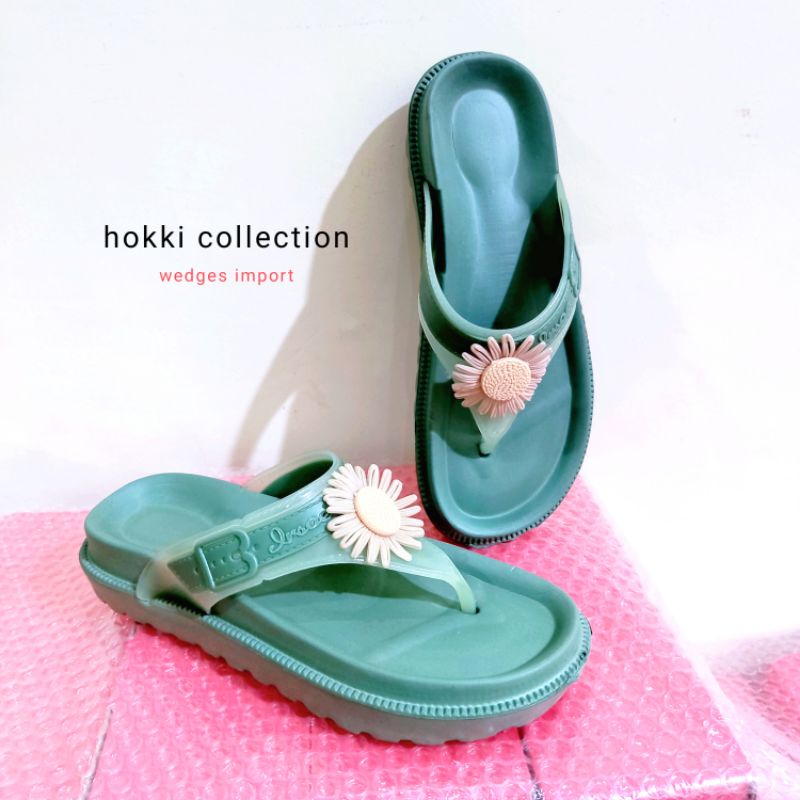 Sandal wanita wedges jepit karet import murah terbaru