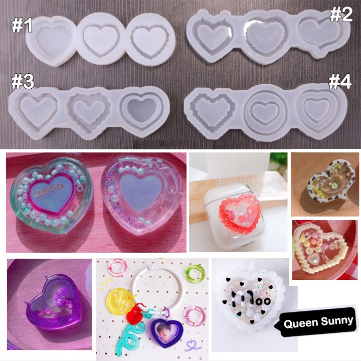 Heart Love Shaker Mold Epoxy Resin Cetakan Korea Hati DIY Mold Resin Cetakan Silikon
