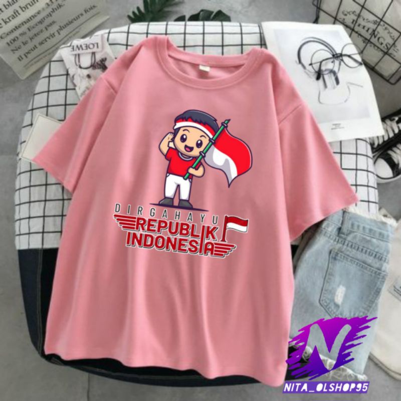 kaos anak dirgahayu Indonesia baju anak 17san animasi 17 agustusan