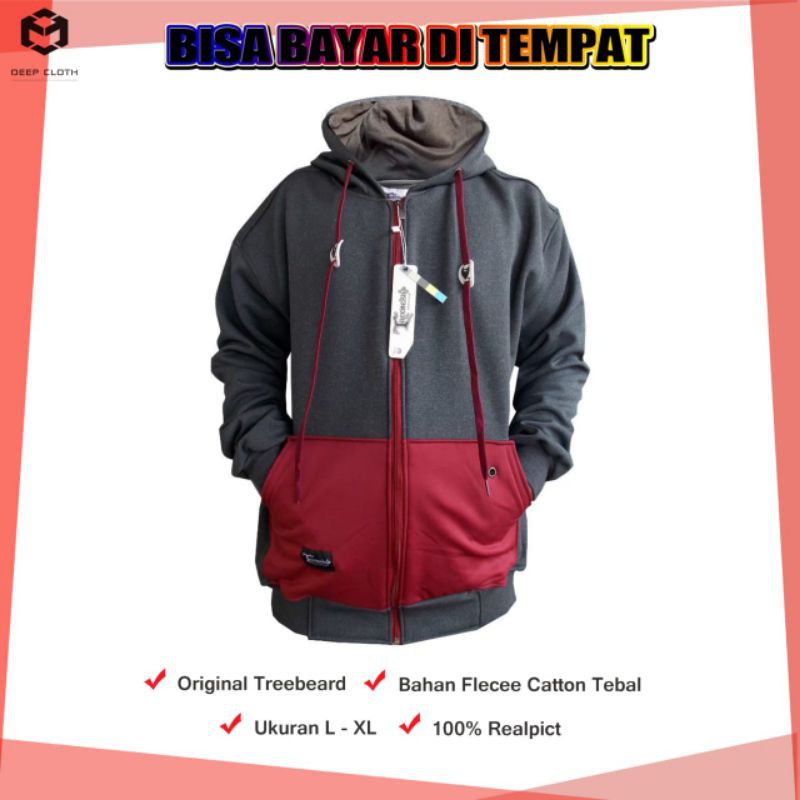 Jaket Pria Hoodie Keren Model Terbaru Bahan Tebal Original Treebeard / Jacket Pria Murah Kekinian