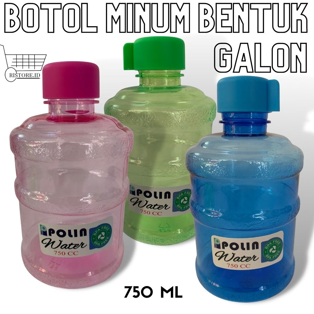 Botol Galon - Botol Minum Galon Warna - Water Bottle 750ml - Botol air minum Bentuk Galon BPA FREE - Botol Minum Unik