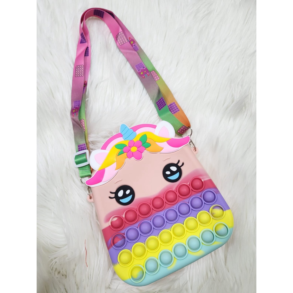 MV_Marvelouz MV804466 Tas SELEMPANG Anak Pop it Gambar Unicorn Lucu terbaru 1kg bisa 4 tas supplier tas import EL 4466