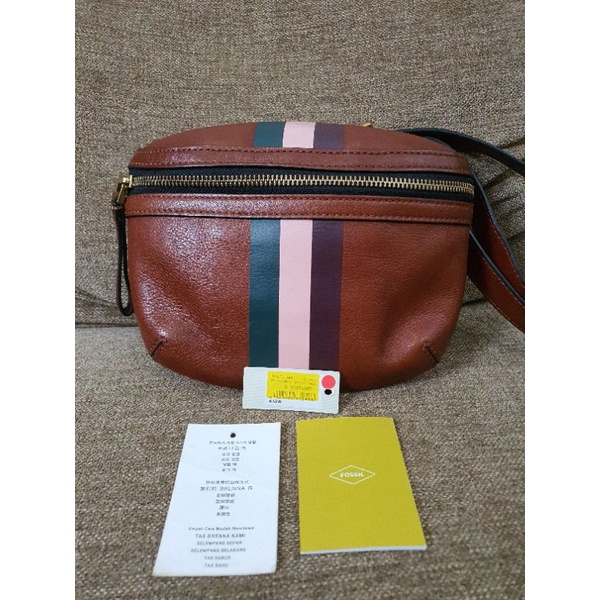 Fossil Brenna Women Leather Brown Belt Bag (Preloved)