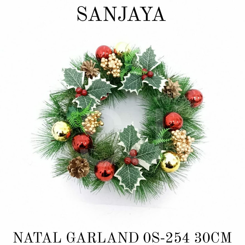 Dekorasi Karangan Bunga Hiasan Natal Pintu / Ring Merry Christmas / Krans 30 - 60 Cm / Natal Garland