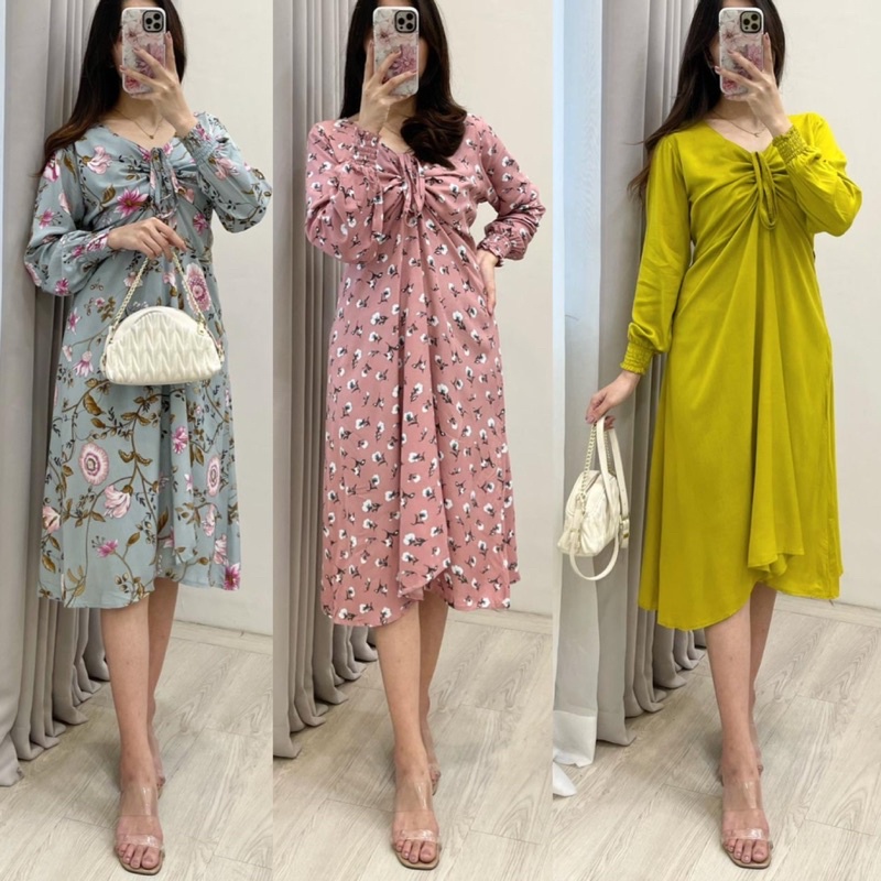 Daster Arab Rayon OVIE Midi Dress Cantik Sexy Simpel Kekinian