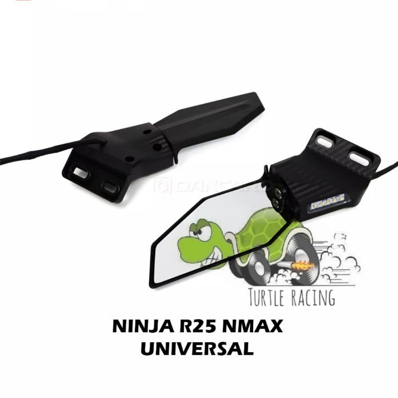 Spion Winglet Plus Lampu Sen Spion Fairing Kawasaki Zx10R Zx25R Cbr Gsx Ducati R15 R25 Nmax Pcx Dll   By Mega_Racing