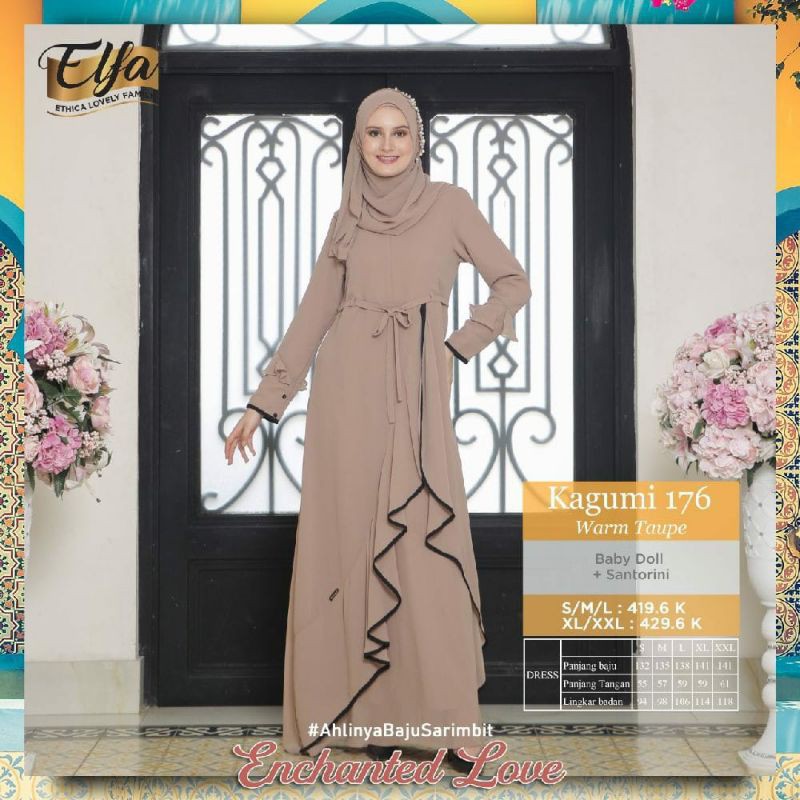 KAGUMI 176 BY ETHICA WARM TAUPE RASPBERRY JET BLACK GAMIS ETHICA DRESS LENGAN PANJANG