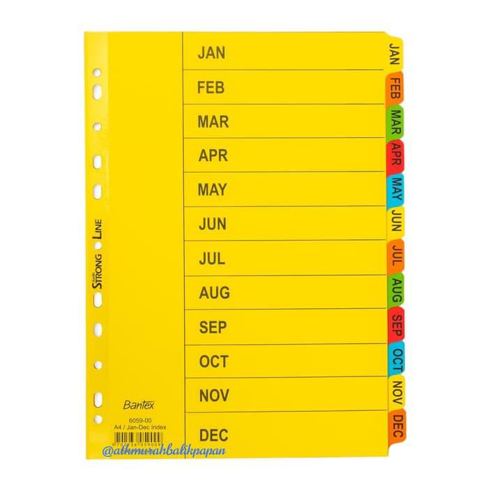 

Index (Divider) Bantex 6059 Carton A4 Size (12 pages) (Jan-Dec)