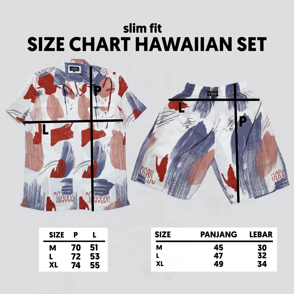 SANVANINA Set Kemeja Hawaiian Oberoi | Kemeja Oneset | Piyama Pria | One Set Rayon | Hawaian Set EB-11