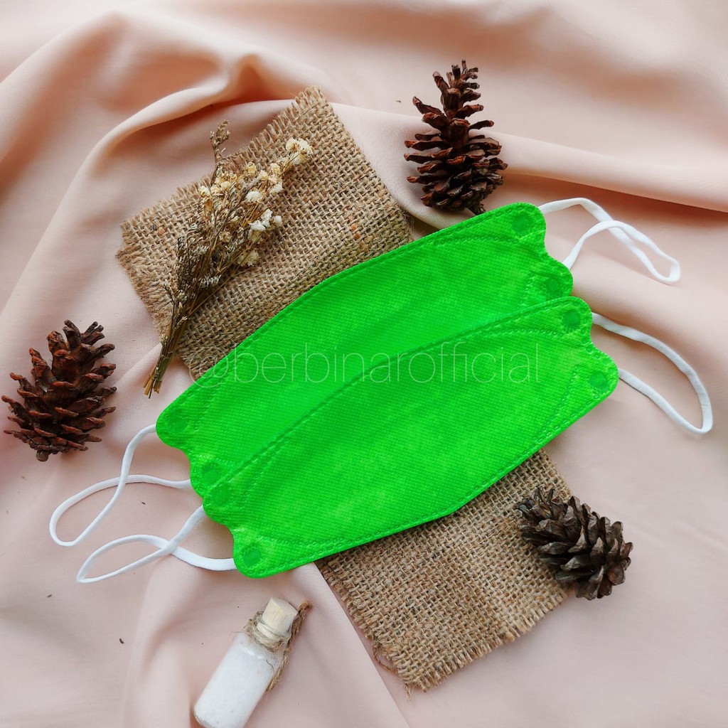 MASKER KF94 FISH MASK KOREA KF94 4PLY FACE MASK WARNA HIJAU NCT STABILO - 1 PACK 10 PCS