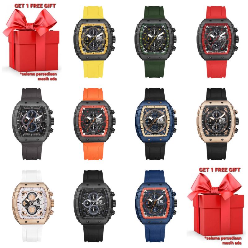 GET 1 GIFT !! Jam Tangan Pria T5 H3856 3856 Original Rubber Watch Chrono Stopwatch