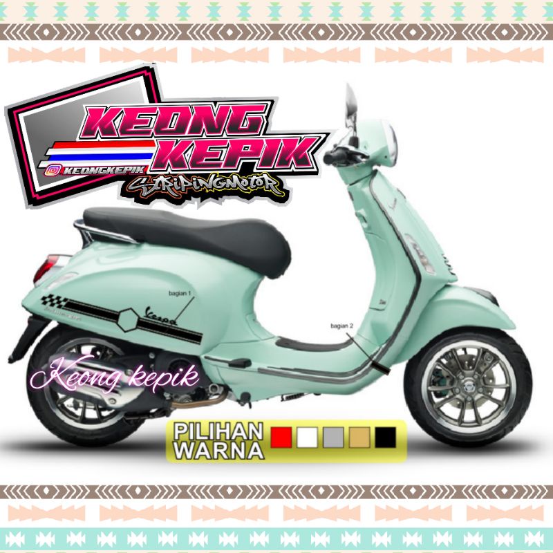 STRIPING STIKER STICKER LIS VARIASI MOTOR VESPA MATIC CUTTING CUSTOM GARIS KOTAK-KOTAK