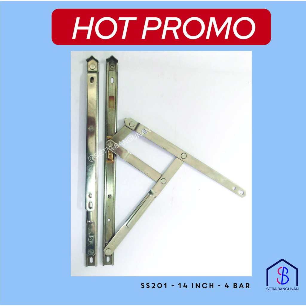 SS 201 Engsel Casement Jendela Aluminium - 14 INCH 4 BAR