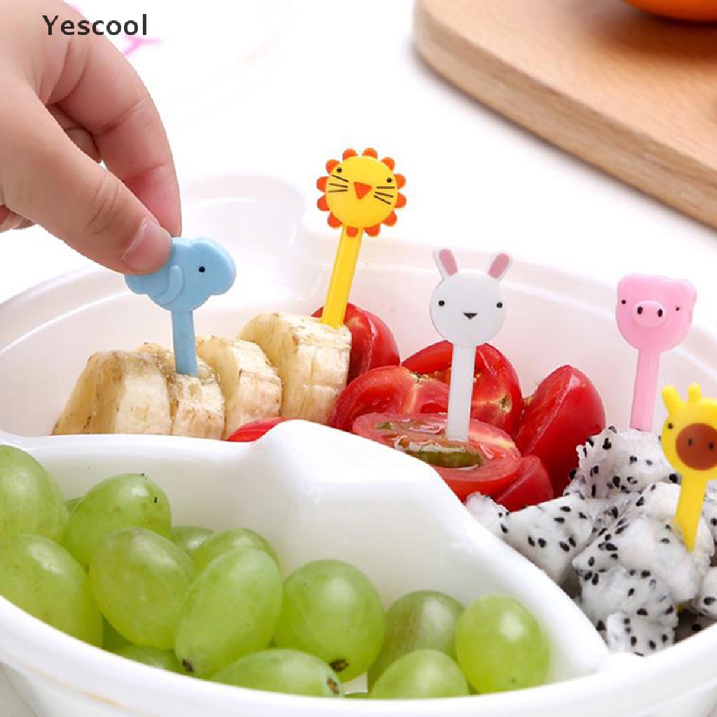 Yescool 10PCS Garpu Buah / Makanan Mini Bentuk Binatang Untuk Anak