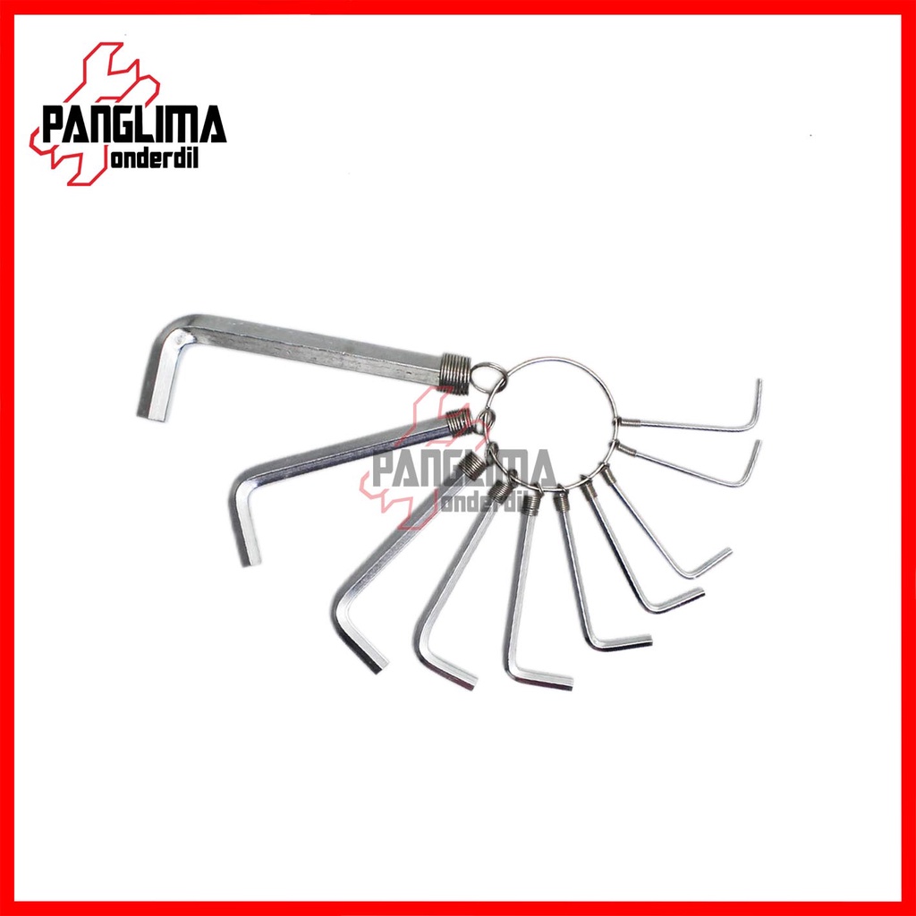 Kunci L Set L1 &amp; L1.5 &amp; L2 &amp; L2.5 &amp; L3 &amp; L3.5 &amp; L4 &amp; L5 &amp; L6 &amp; L8 mm Hex Key Ring